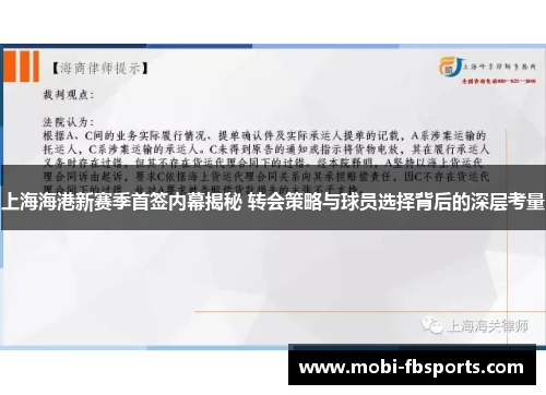 上海海港新赛季首签内幕揭秘 转会策略与球员选择背后的深层考量