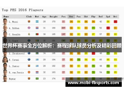 世界杯赛事全方位解析：赛程球队球员分析及精彩回顾